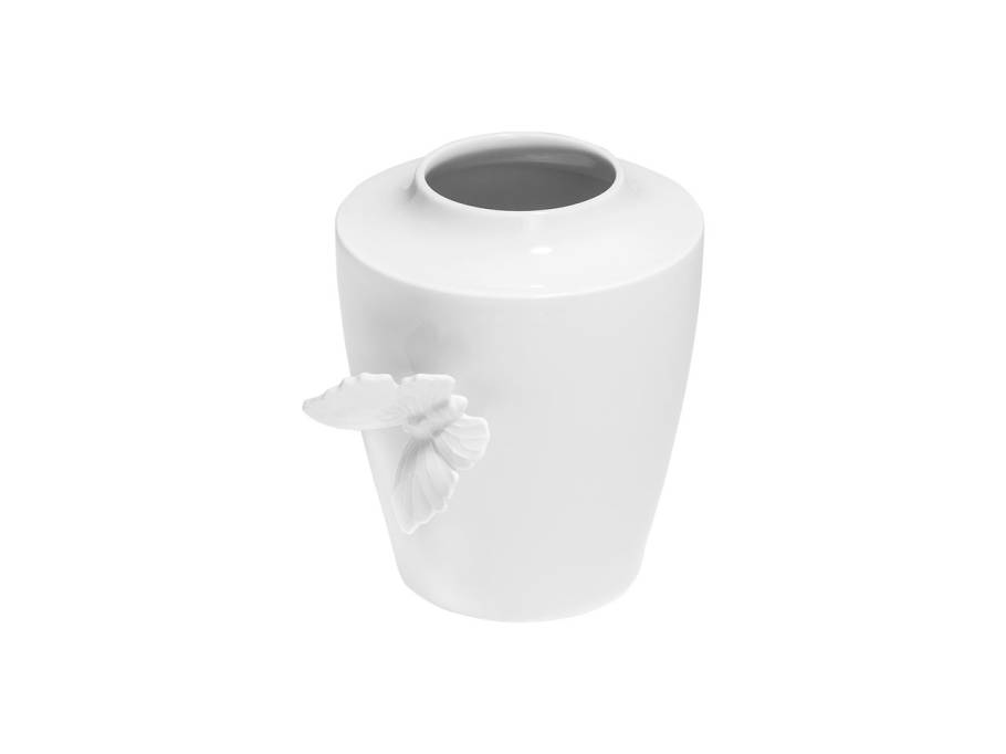 Vase weiß rund klein 13,5 cm