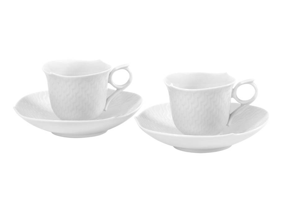 Espresso-Set Wellenspiel Relief weiß
