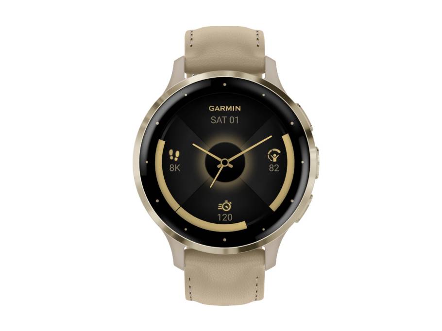 Venu 3S faserverstärktes Polymer French Grey 41mm beigefarbenes Lederband