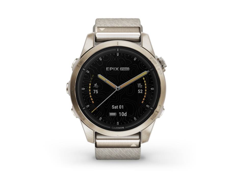    epix Pro Sapphire Edelstahl softgold beschichtet 42 mm Nylonband beige