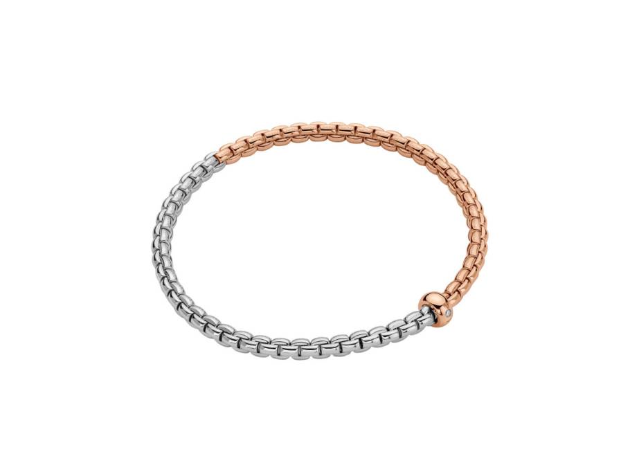 Eka Flex'It Armband zweifarbig Weißgold / Roségold mit Brillant 0,01ct M flexibel