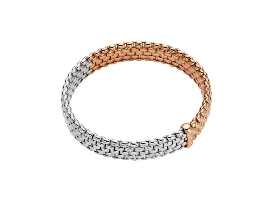 Panorama Flex'It Armband zweifarbig Weißgold / Roségold M mit Brillant 0,010ct flexibel