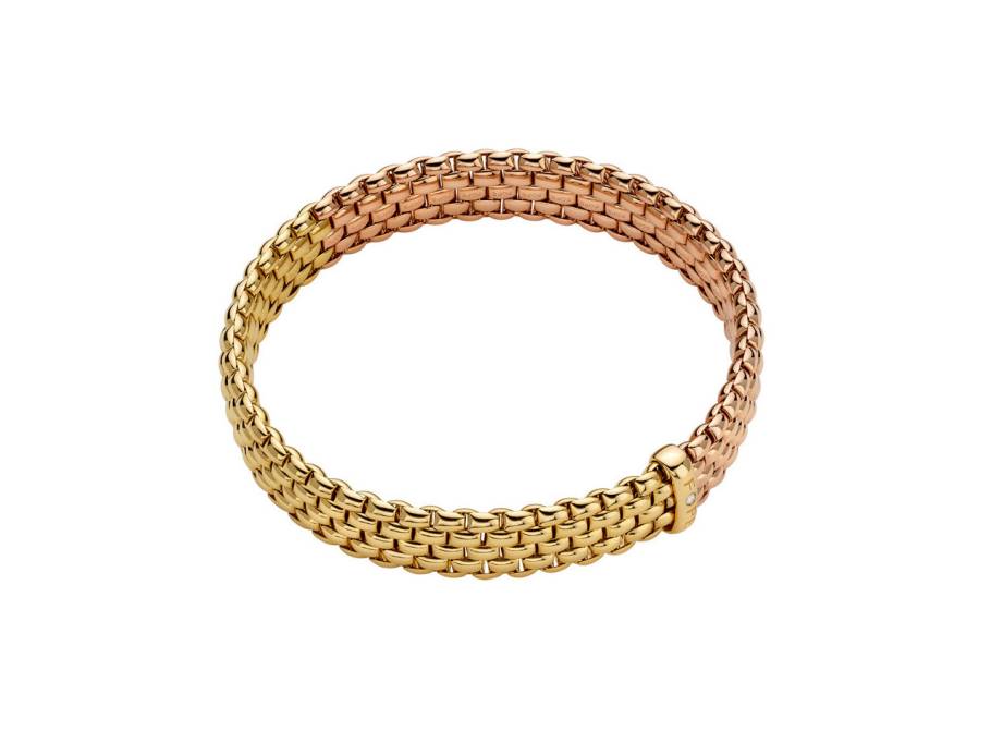 Panorama Flex'It Armband zweifarbig Roségold / Gelbgold mit Brillant 0,010ct M flexibel