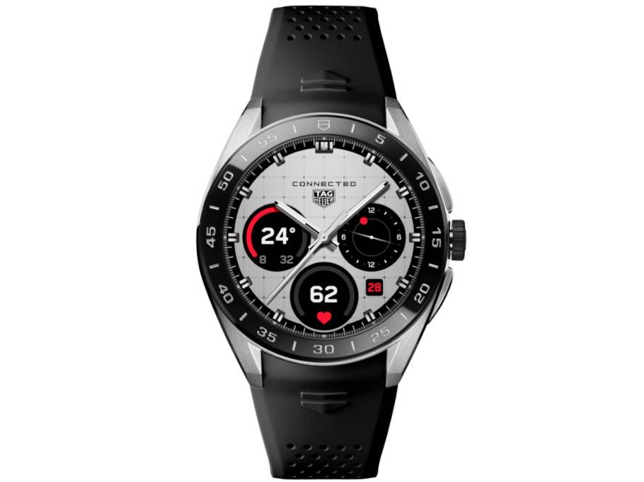   Connected Calibre E5 Smartwatch Edelstahl 45mm digitales Zifferblatt schwarzes Kautschukband