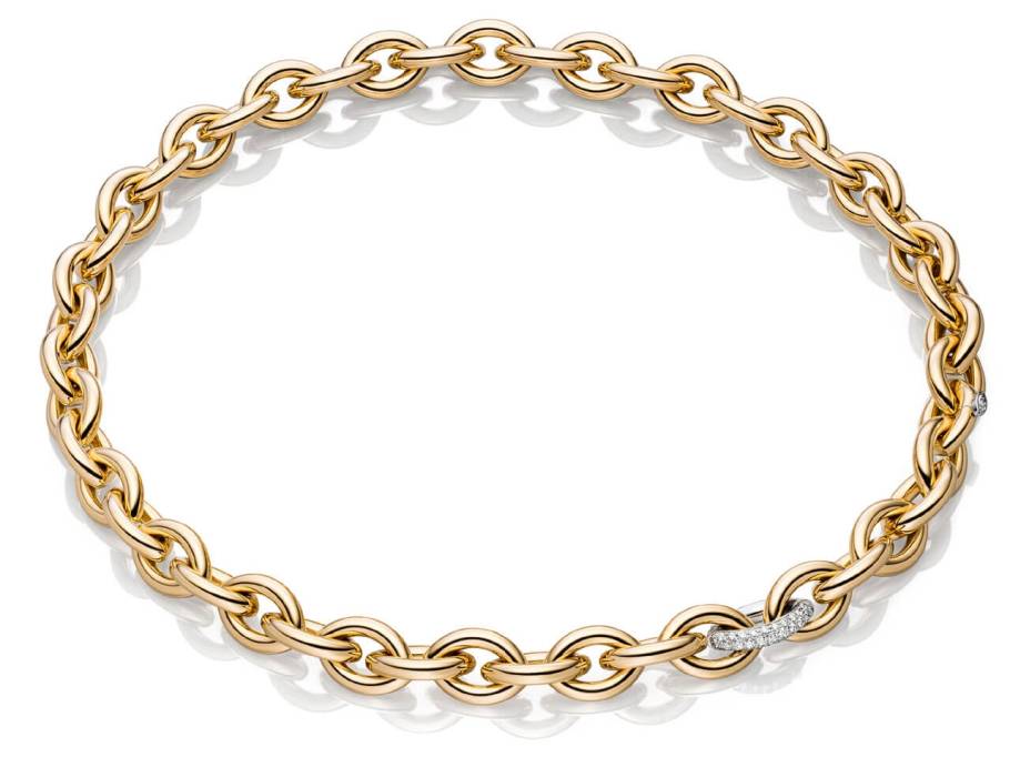 Navette Collier 12 Gelbgold Brillanten