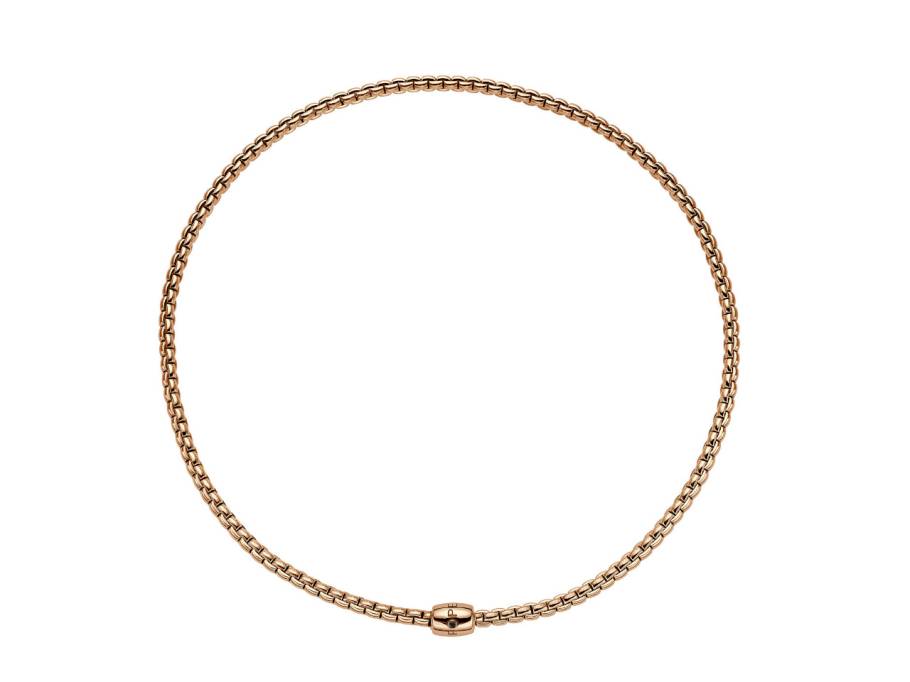 Eka Tiny Flex'It Men Collier Roségold 37cm mit dekorativem Verschluss und schwarzem Brillant 0,010ct flexibel