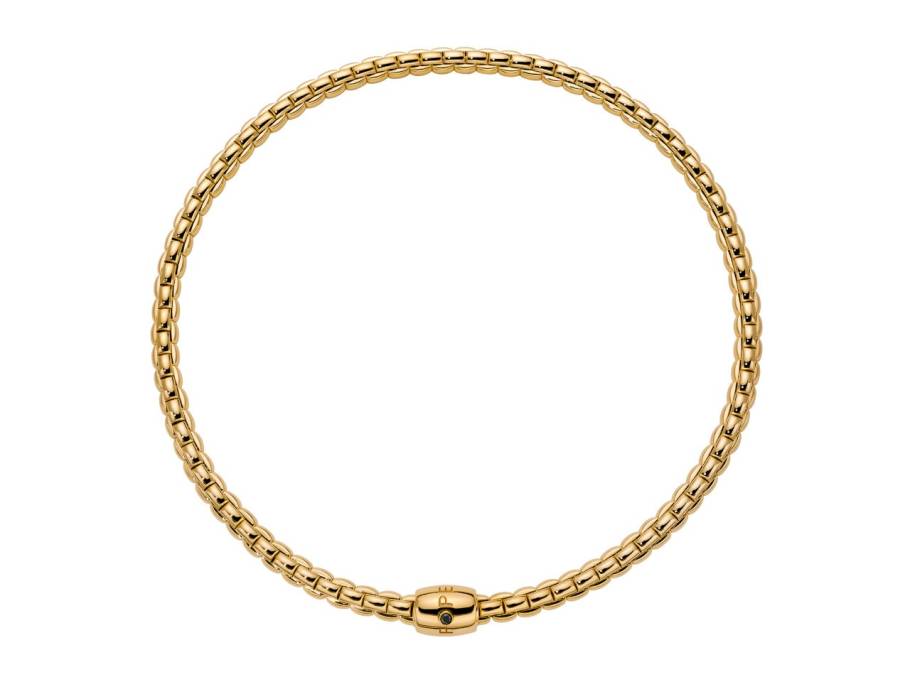  Eka Flex'It Men Collier breit Gelbgold 37cm dekorativer Verschluss mit schwarzem Brillant 0,050ct flexibel