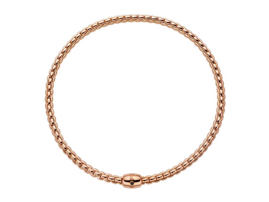  Eka Flex'It Men Collier breit Roségold 37cm dekorativer Verschluss mit schwarzem Brillant 0,050ct flexibel