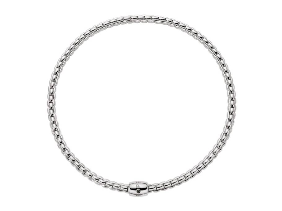  Eka Flex'It Men Collier breit Weißgold 37cm dekorativer Verschluss mit schwarzem Brillant 0,050ct flexibel