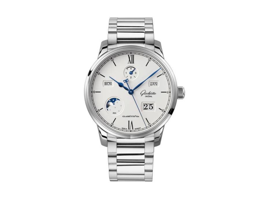 Senator Excellence Ewiger Kalender Automatik Edelstahl 42mm silberweißes Zifferblatt Metallband