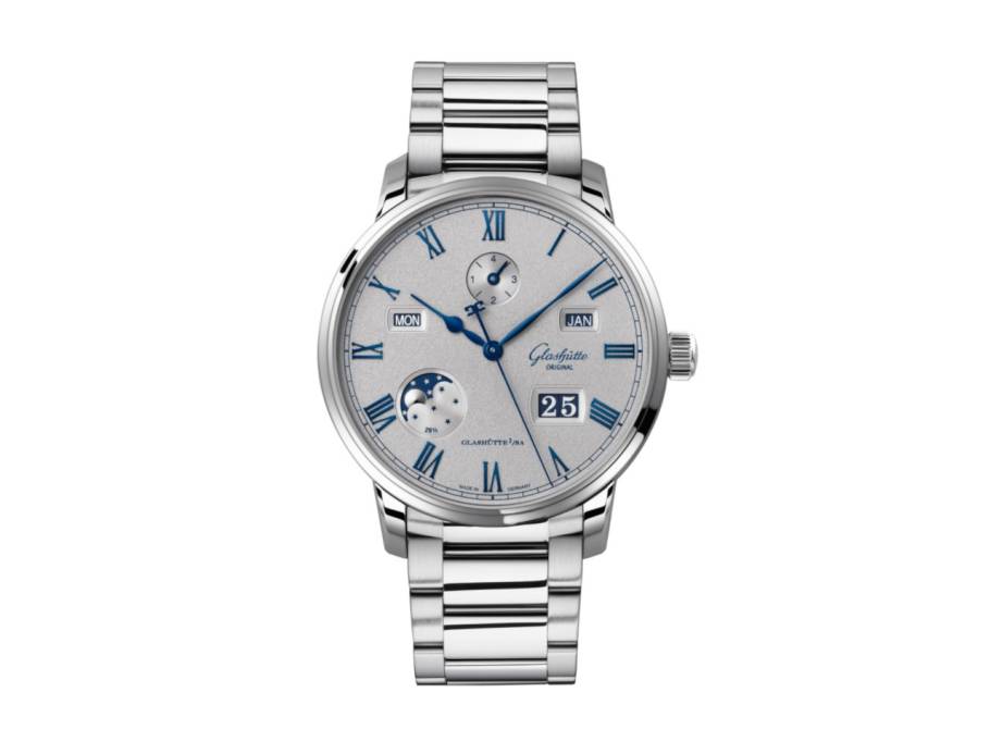 Senator Excellence Ewiger Kalender Automatik Edelstahl 42mm silbergraues Zifferblatt Metallband