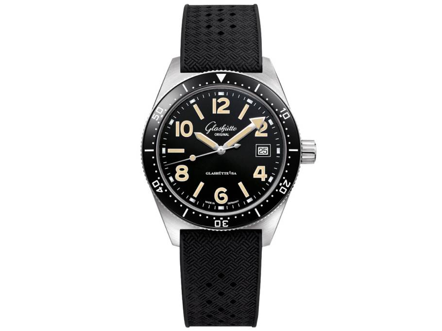 SeaQ Edelstahl schwarz Kautschukband