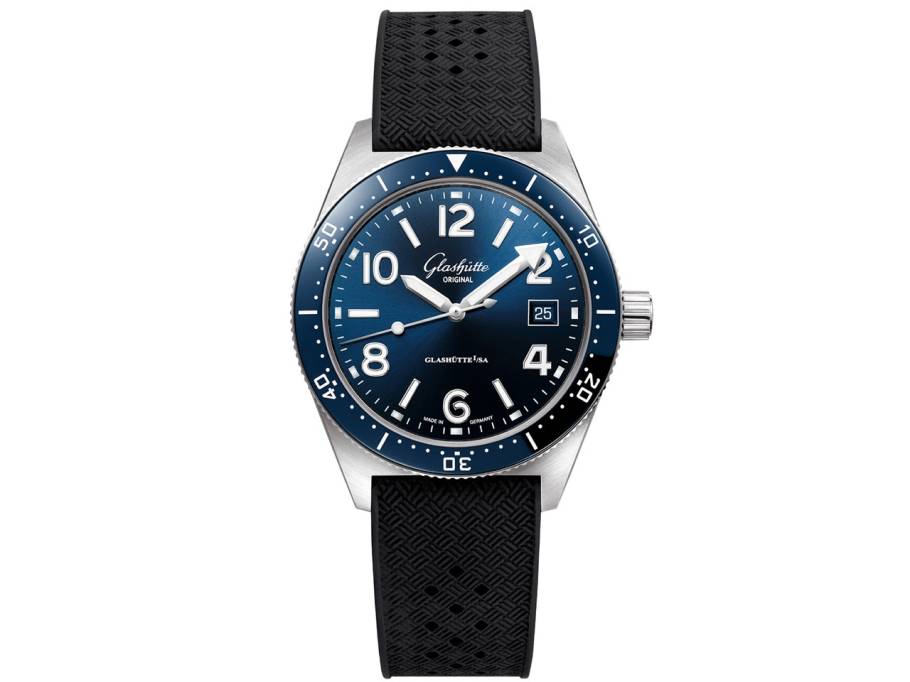 SeaQ Edelstahl blau Kautschukband