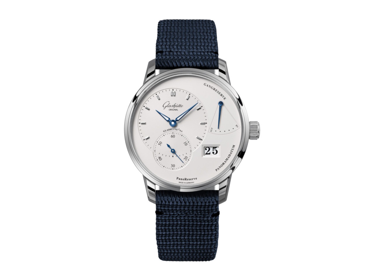 Glashütte Original PanoReserve Herrenuhr Edelstahl silber