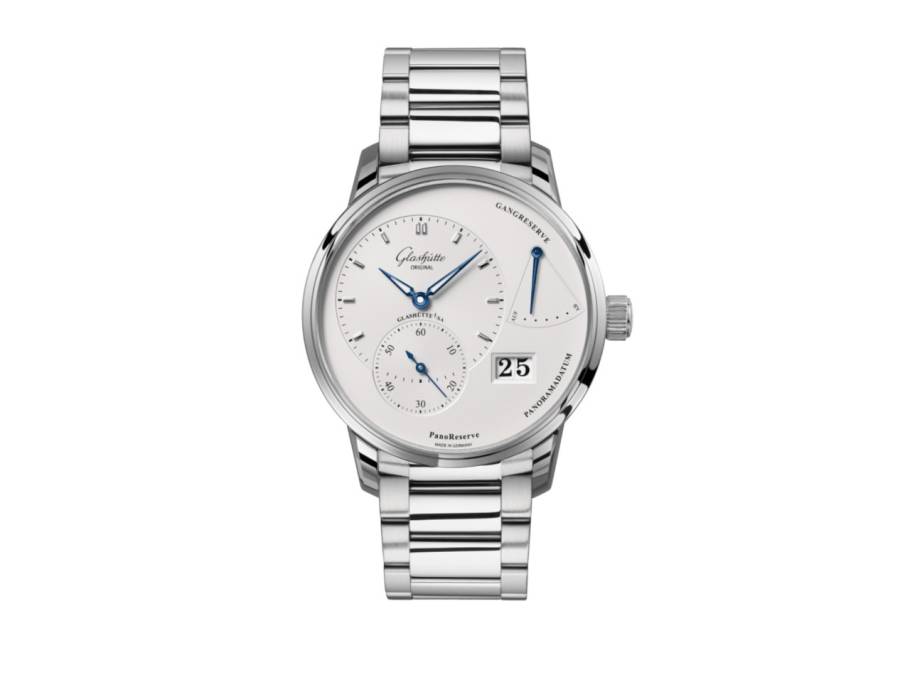 PanoReserve Handaufzug Edelstahl 40mm silbernes Zifferblatt Metallband