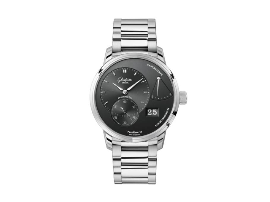 PanoReserve Handaufzug Edelstahl 40mm graues Zifferblatt Metallband