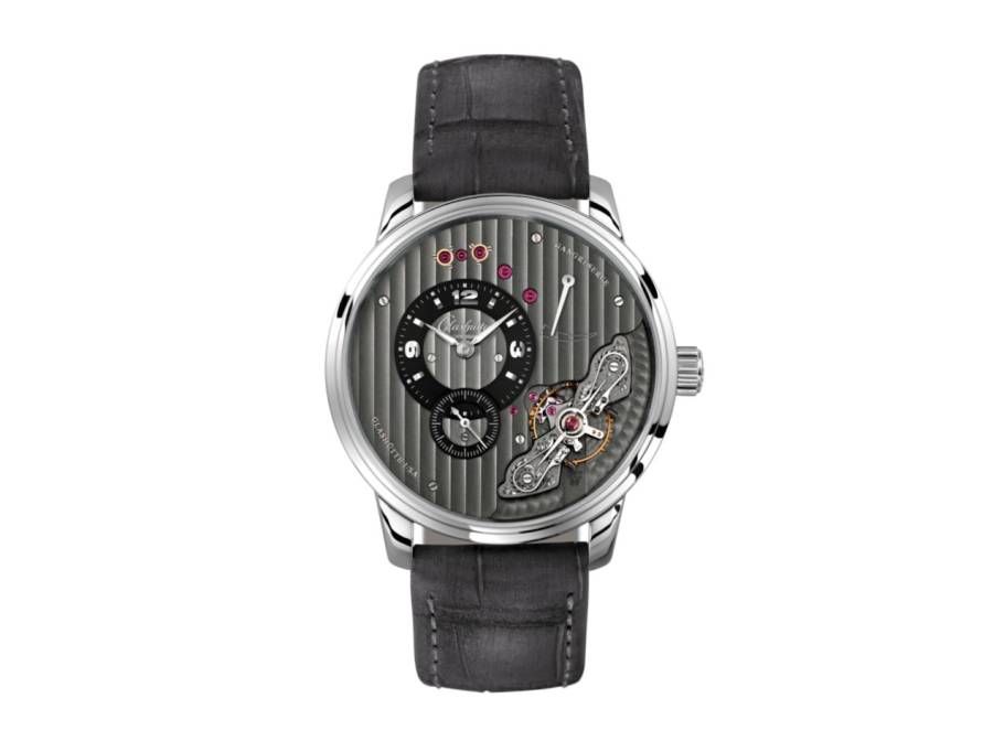 PanoInverse XL Reserve Handaufzug Edelstahl 42mm graues Zifferblatt graues Lederband 