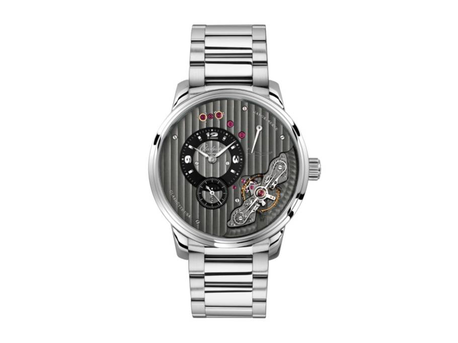 PanoInverse XL Reserve Handaufzug Edelstahl 42mm graues Zifferblatt Metallband