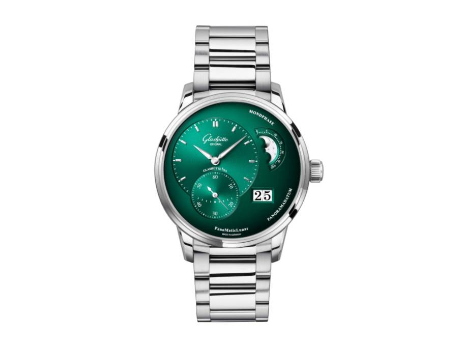 PanoMaticLunar Automatik Edelstahl 40mm grünes Zifferblatt Metallband