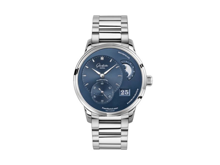PanoMaticLunar Automatik Edelstahl 40mm blaues Zifferblatt Metallband