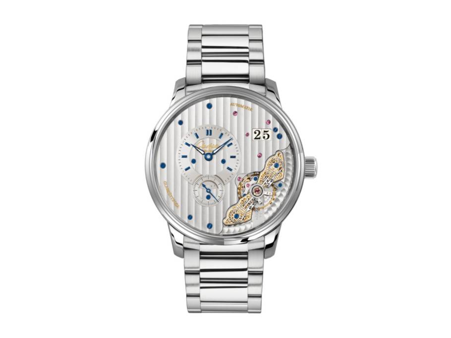 PanoMaticInverse Automatik Edelstahl 42mm silbernes Zifferblatt Metallband