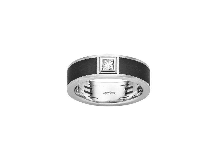 Men Ring Weißgold mit Diamant Princess