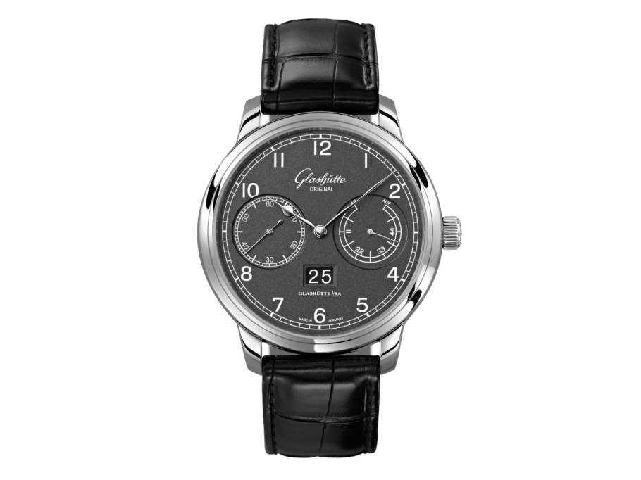 Senator Observer Automatik Edelstahl 44mm graues Zifferblatt schwarzes Alligatorlederband