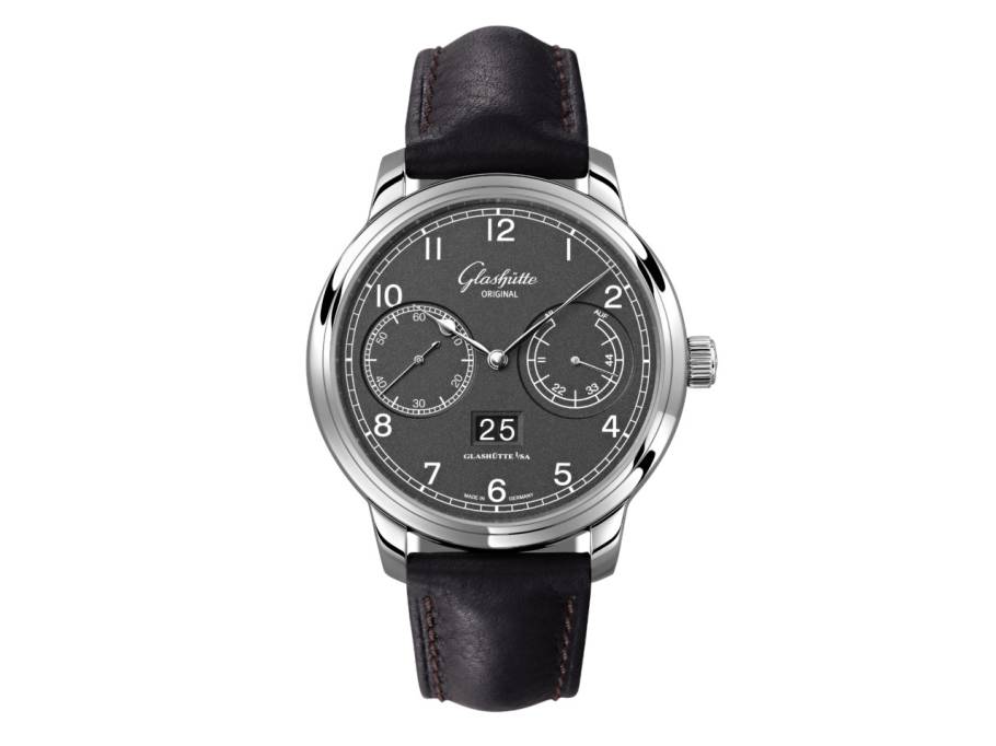 Senator Observer Automatik Edelstahl 44mm graues Zifferblatt schwarzes Lederband