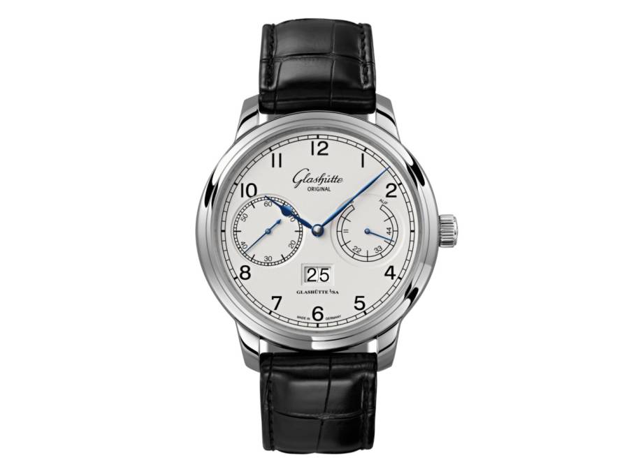Senator Observer Automatik Edelstahl 44mm silbernes Zifferblatt schwarzes Alligatorlederband