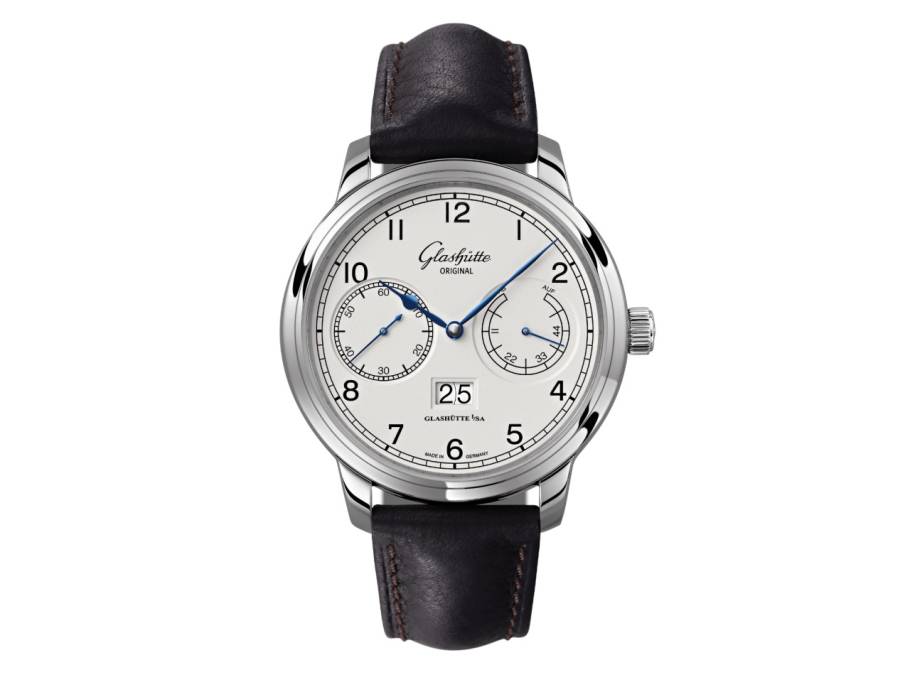 Senator Observer Automatik Edelstahl 44mm silbernes Zifferblatt schwarzes Lederband