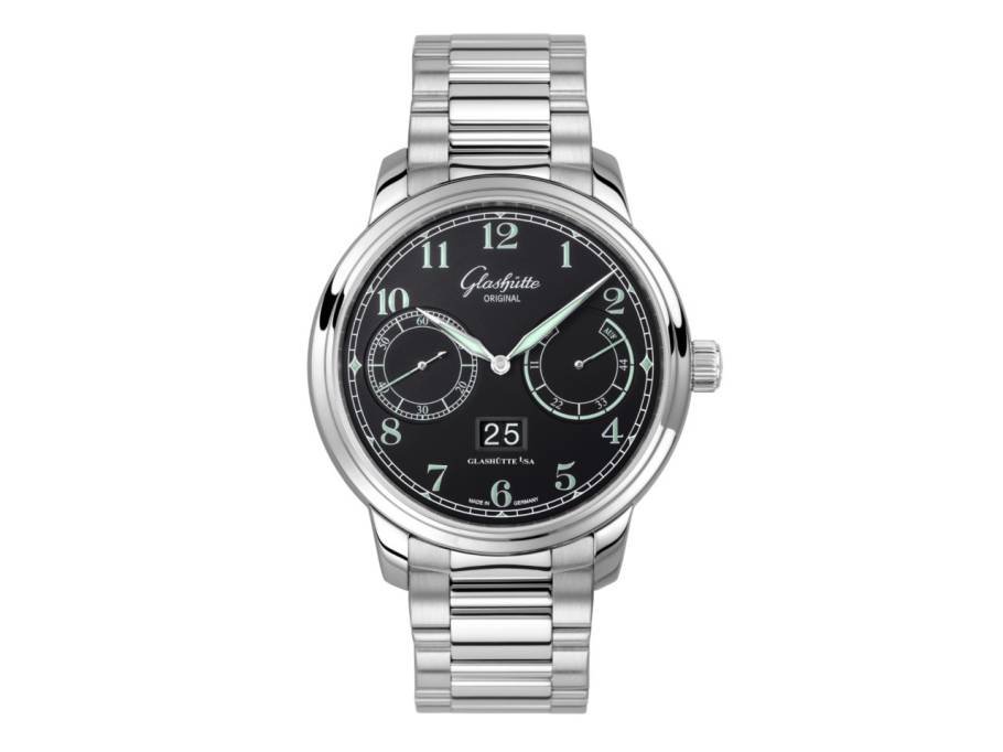 Senator Observer Automatik Edelstahl 44mm schwarzes Zifferblatt Metallband