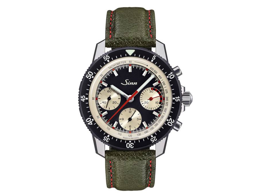 103 St Ty Hd Limited Edition Chronograph Handaufzug Edelstahl 41mm schwarzes Zifferblatt grünes Lederband