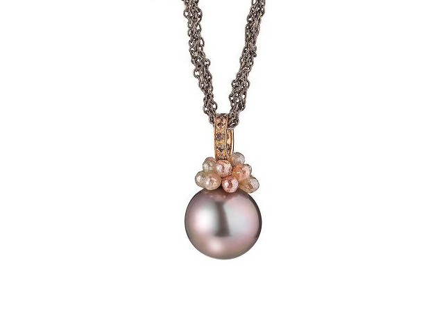 Rendezvous Collier Silber braun rhodiniert mit Tahitiperle und Brillanten