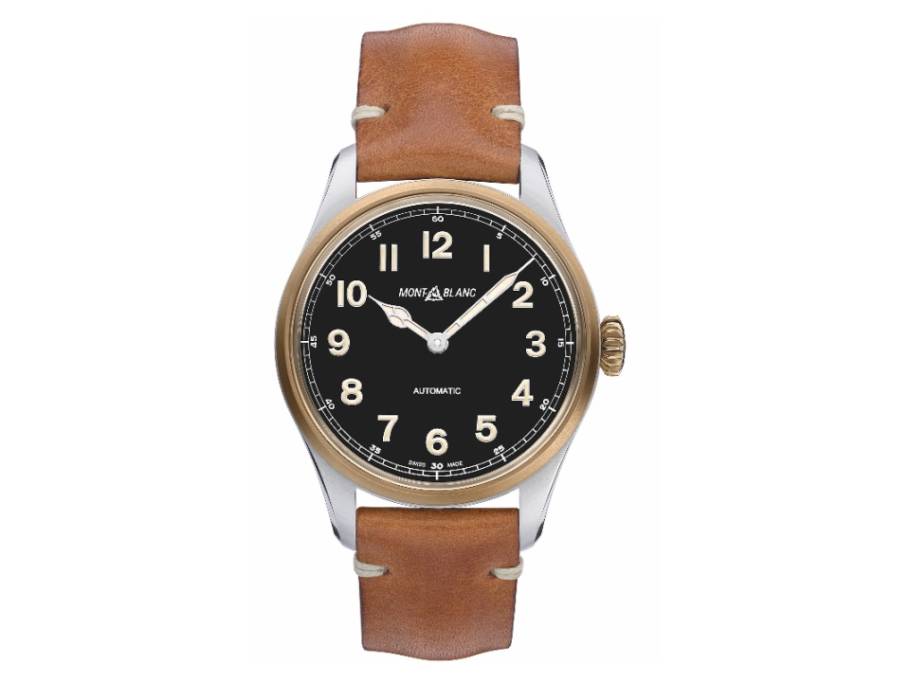 1858 Automatic Bronze 40mm schwarzes Zifferblatt braunes Lederband