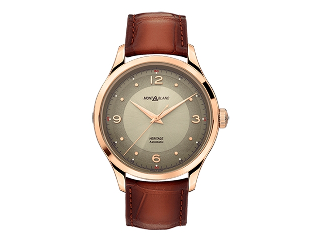 Heritage  Automatik 40 mm Rosegold braunes Lederband