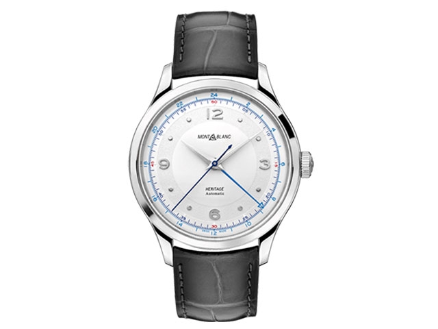 Heritage Automatic  GMT 40 mm Edelstahl silber schwarzes Lederband