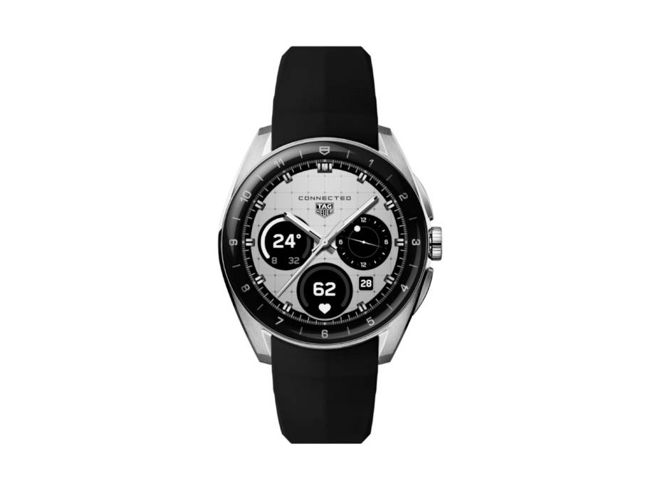   Connected Calibre E5 Smartwatch Edelstahl 40mm digitales Zifferblatt schwarzes Kautschukband
