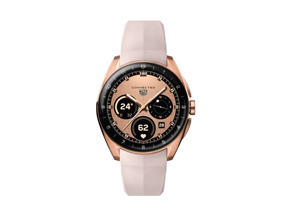   Connected Calibre E5 Smartwatch Edelstahl DLC-Roségold 40mm digitales Zifferblatt rosa Kautschukband