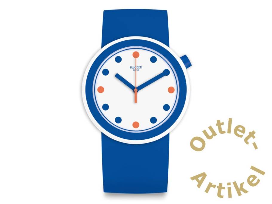 New Pop "Popiness" Quarz Kunststoff 45mm weißes Zifferblatt dunkelblaues Kautschukband