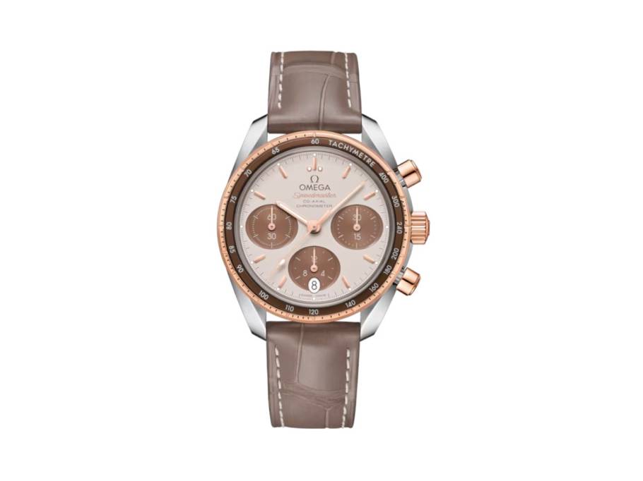 Speedmaster 38 Chronograph Automatik Edelstahl und Rotgold 38mm braunes Zifferblatt braunes Lederband
