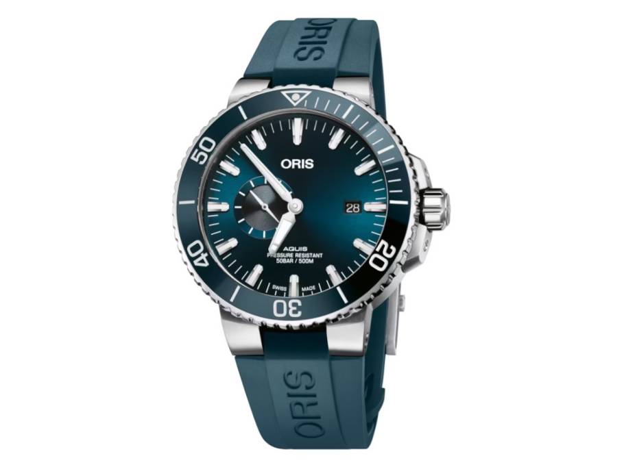 Aquis Small Second Automatik Edelstahl 45,5mm blaues Zifferblatt blaues Kautschukband