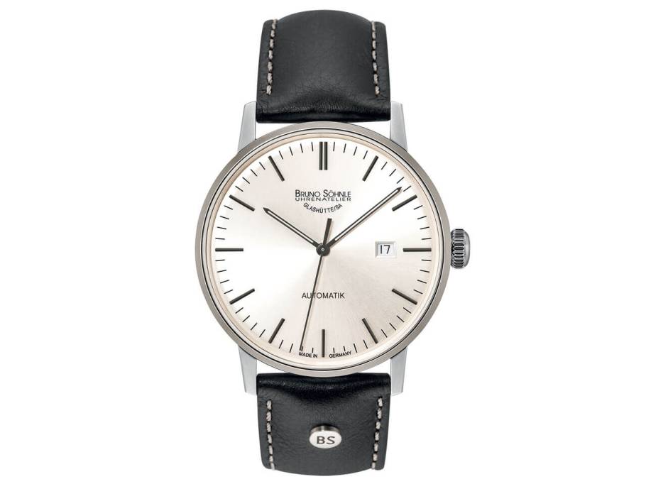 Stuttgart BIG Automatik silber Index Lederband schwarz