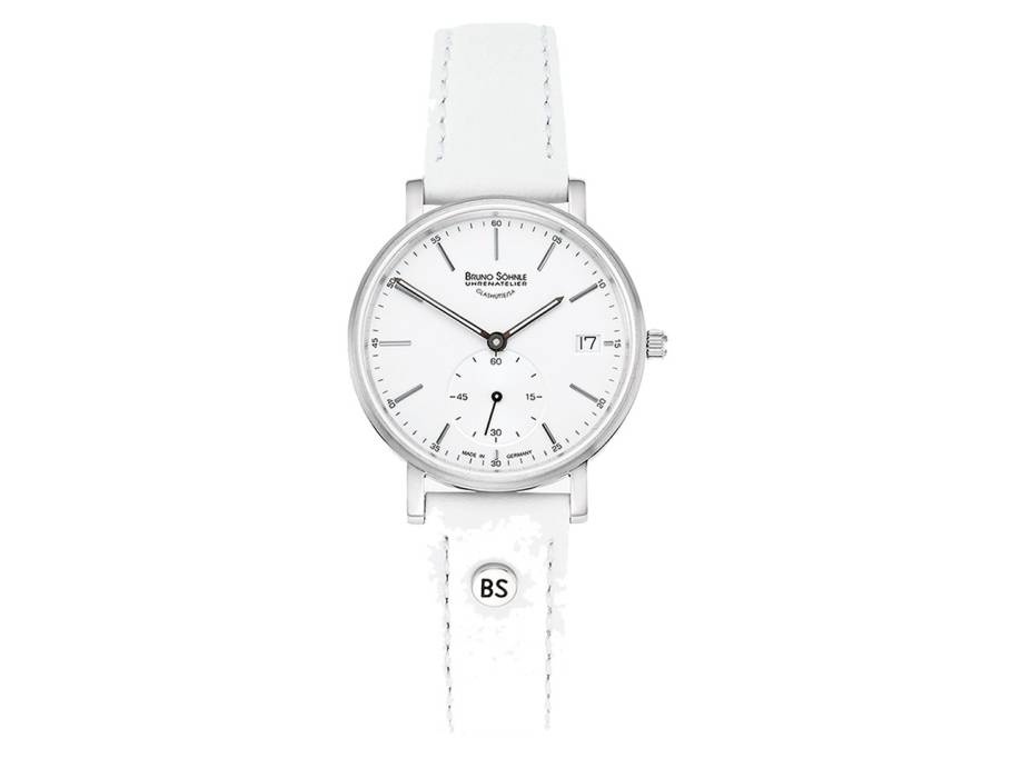 Frankfurt Small II Quarz Titan weißes Zifferblatt weißes Lederband 