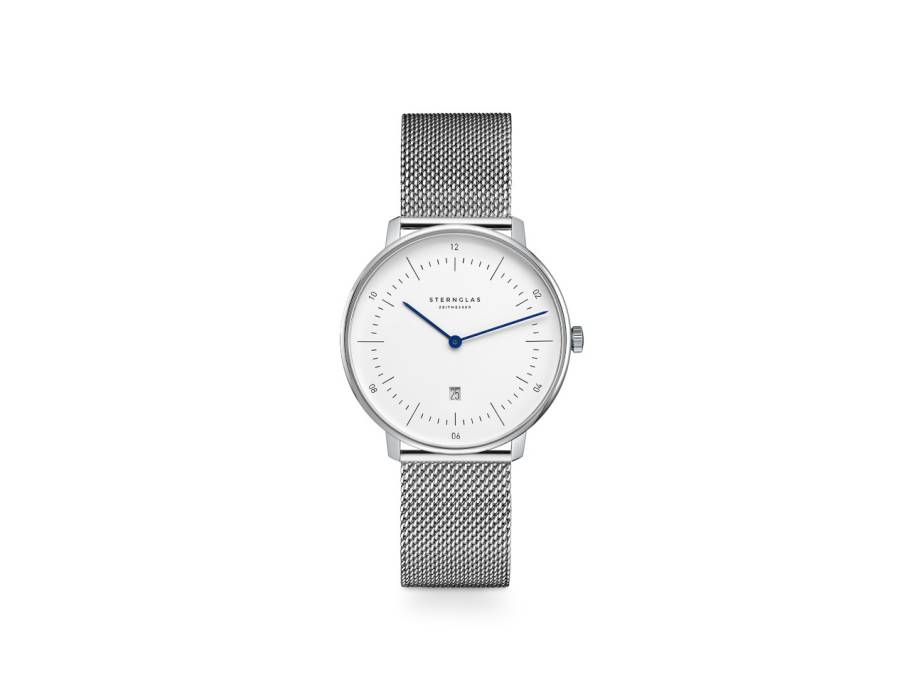 Naos XS Quarz Edelstahl 33mm weißes Zifferblatt Metallband