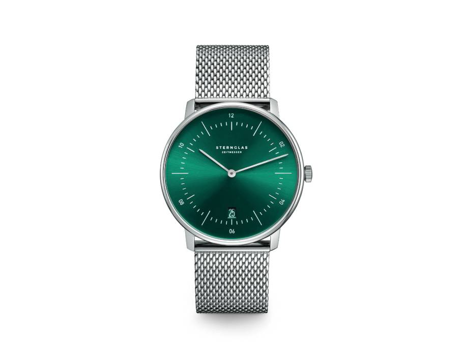 Naos Quarz Edelstahl 38mm grünes Zifferblatt Edelstahlband