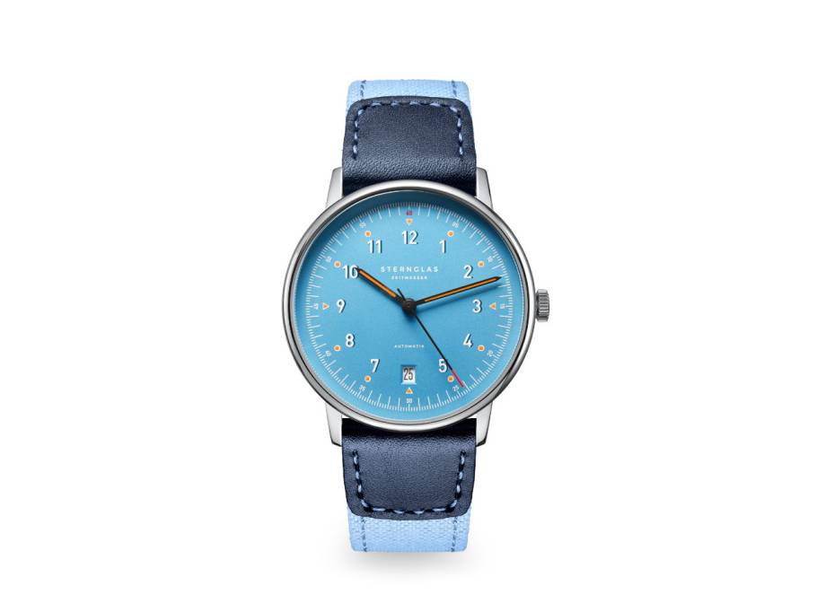 Lumatik Automatik Edelstahl 38mm hellblaues Zifferblatt hellblaues Textilband