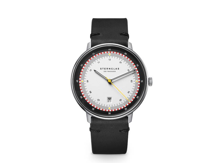 Hamburg Edition Hafen Quarz Edelstahl 42mm mehrfarbiges Zifferblatt schwarzes Lederband limitiert