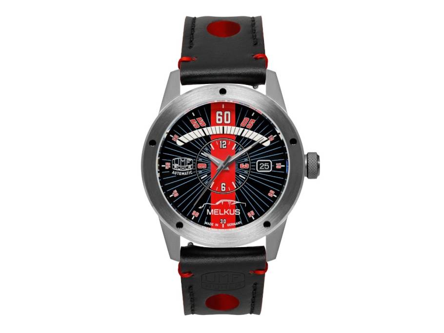 Melkus RS1000 Automatik Edelstahl 43mm schwarzes Zifferblatt schwarzes Lederband limitiert