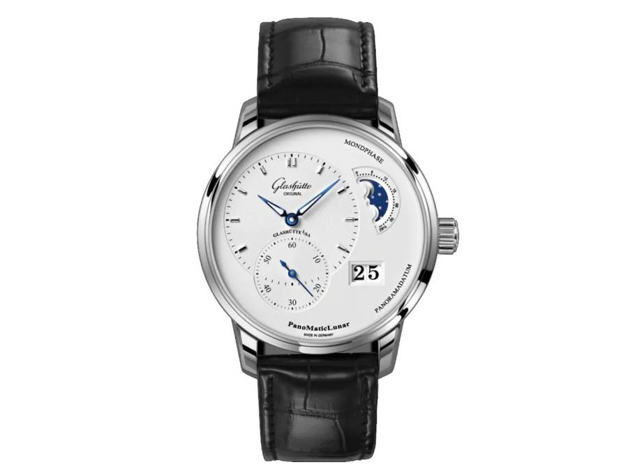 PanoMaticLunar Herrenuhr Edelstahl silber