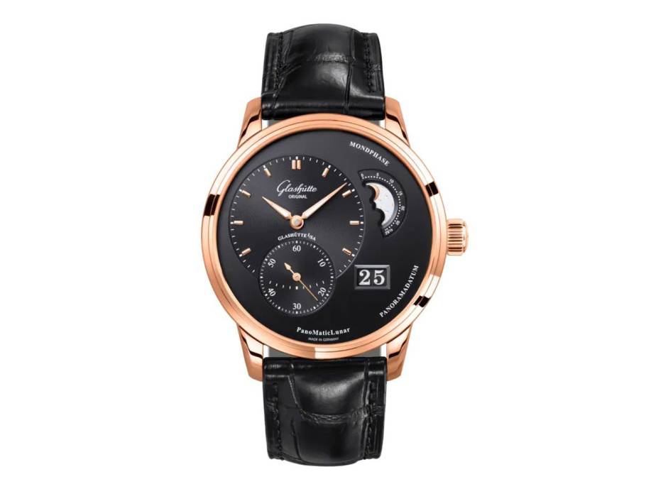 PanoMaticLunar Herrenuhr Rotgold schwarz
